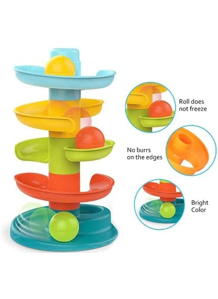 QiYiLe Rolling Ball Tracking Toy Set – Colorful Baby Toys Slide Track Tower | Early Educational Ball Drop Game for Toddlers | Plastic Swirling Tower with Rolling Balls – Stackable Activity Toy (Multi-Color)  - Image 5