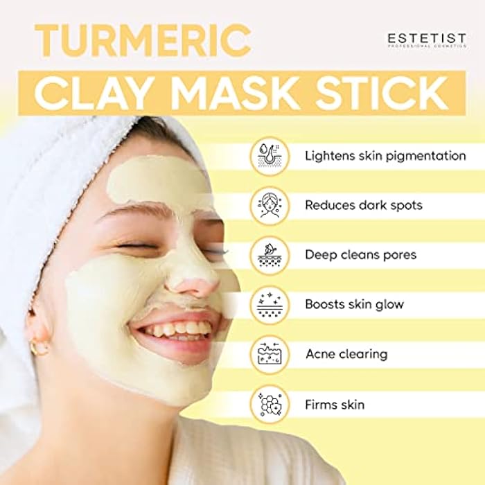 ESTETIST Turmeric Vitamin C Clay Mask Stick, Face Mask Set for Dark Spots, Pores & Acne - Deep Cleanser & Oil Control Clay Stick for All Skin Types, Anti-Aging Facial Gift Pack of 3 - Image 2