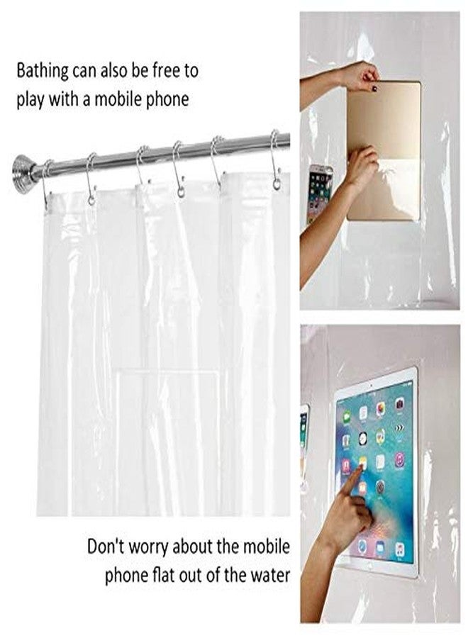 Mateda Waterproof Fabric Shower Curtain or Liner Bath Organizer with 9 Mesh Pockets (Clear) - Image 2