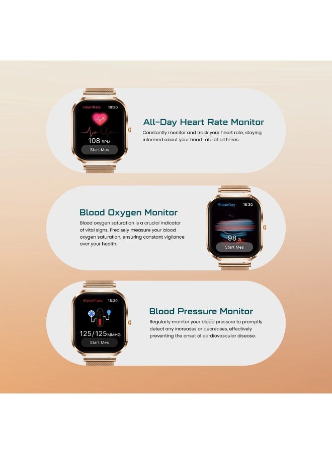 AcceOn Fiora Fit ACC-SWL1 Smartwatch – Rose Gold | 1.75” AMOLED Display, Bluetooth Calling, Comprehensive Health & Fitness Tracking, IP68 Waterproof - Image 3