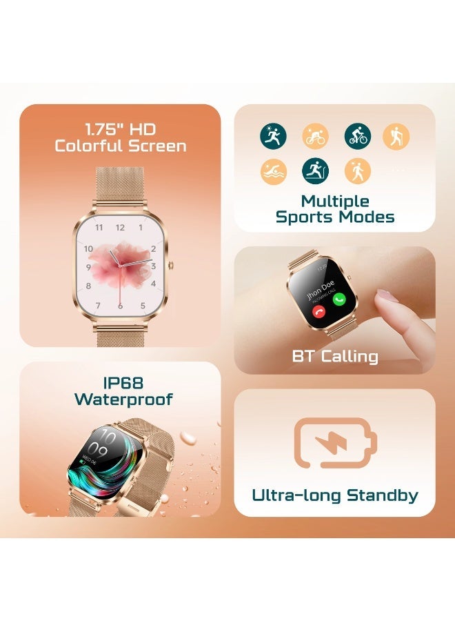 AcceOn Fiora Fit ACC-SWL1 Smartwatch – Rose Gold | 1.75” AMOLED Display, Bluetooth Calling, Comprehensive Health & Fitness Tracking, IP68 Waterproof - Image 2