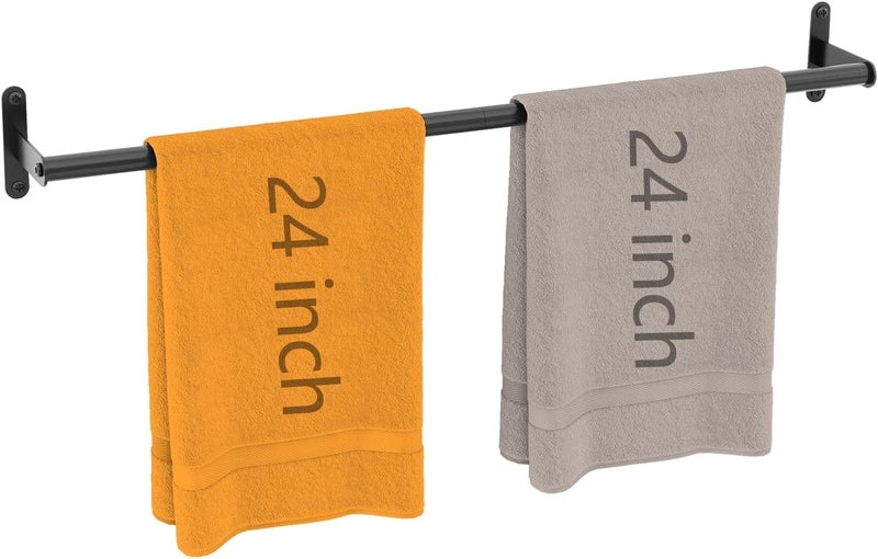 Acrylic Design Art Towel Bar for Bathroom 24 Inch Matte Black, Towel Racks for Bathroom Wall Mounted,Bathroom Accessories Towel Rod Single Towel Holder Towel Hanger - Image 1