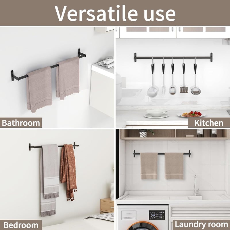 Acrylic Design Art Towel Bar for Bathroom 24 Inch Matte Black, Towel Racks for Bathroom Wall Mounted,Bathroom Accessories Towel Rod Single Towel Holder Towel Hanger - Image 4