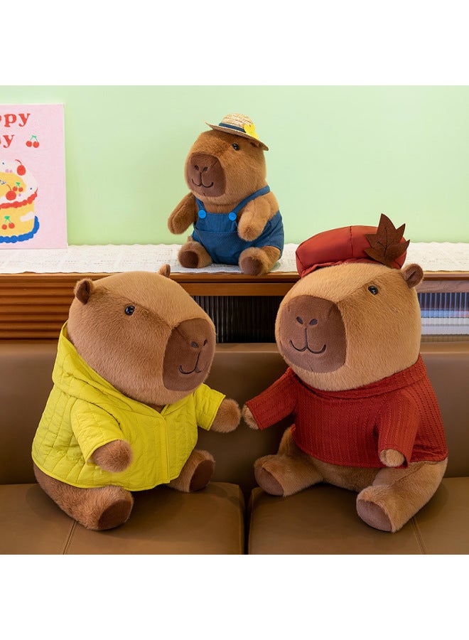 Cute Travel Capybara Plush Doll Sweater Belt Pants Kabibala Creative Cotton-padded Coat Capybara-Specifications:Overalls-Color:25cm 0.24kg  - Image 3
