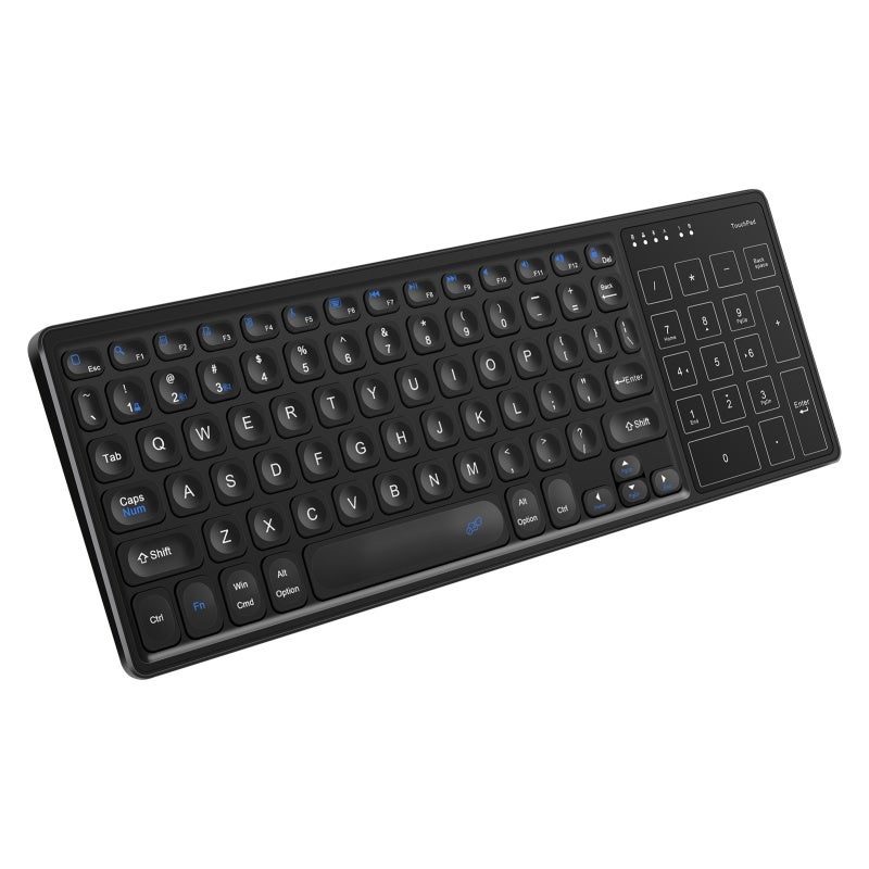 Wireless Keyboard: Black Slim Lightweight Design - 2.4G/Bt Dual-Mode Connection Up To 10M Transmission Distance, Large Touchpad With Multi-Gesture Control For Home Office Travel - Image 1