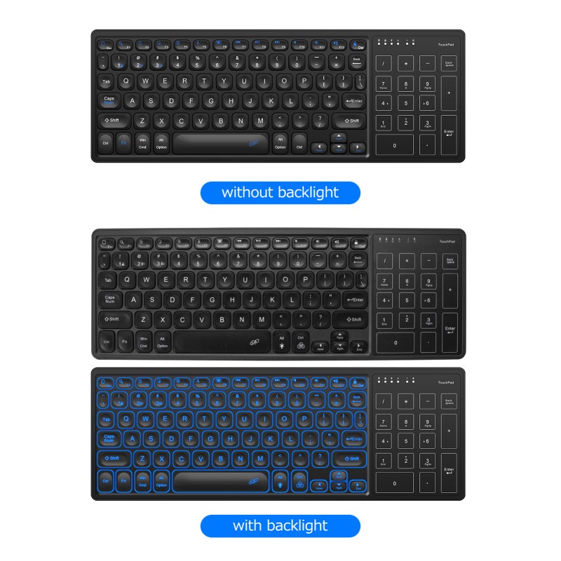 Wireless Keyboard: Black Slim Lightweight Design - 2.4G/Bt Dual-Mode Connection Up To 10M Transmission Distance, Large Touchpad With Multi-Gesture Control For Home Office Travel - Image 2