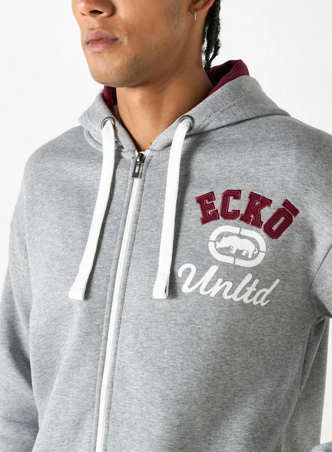Ecko Unltd. Ecko Logo Print Zip Through Hoodie with Pockets