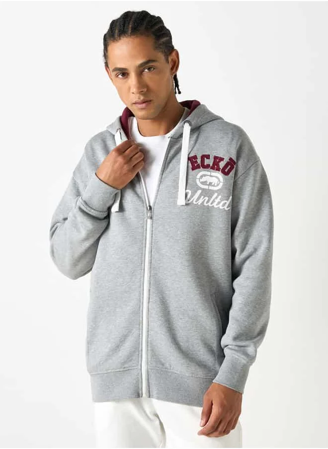 Ecko Unltd. Ecko Logo Print Zip Through Hoodie with Pockets