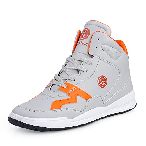 Bacca Bucci® Urban Retro Series Men's Fashion Sneakers-Korean Style Mid Top Grey Shoes for Men- Grey, Size UK7 - Image 1