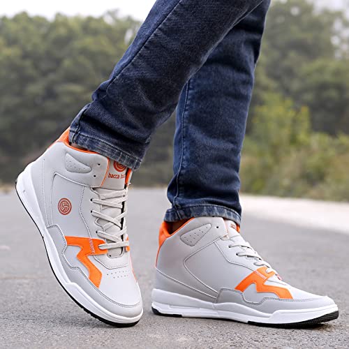 Bacca Bucci® Urban Retro Series Men's Fashion Sneakers-Korean Style Mid Top Grey Shoes for Men- Grey, Size UK7 - Image 3
