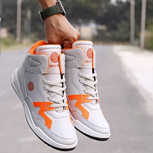 Bacca Bucci® Urban Retro Series Men's Fashion Sneakers-Korean Style Mid Top Grey Shoes for Men- Grey, Size UK7 - Image 4