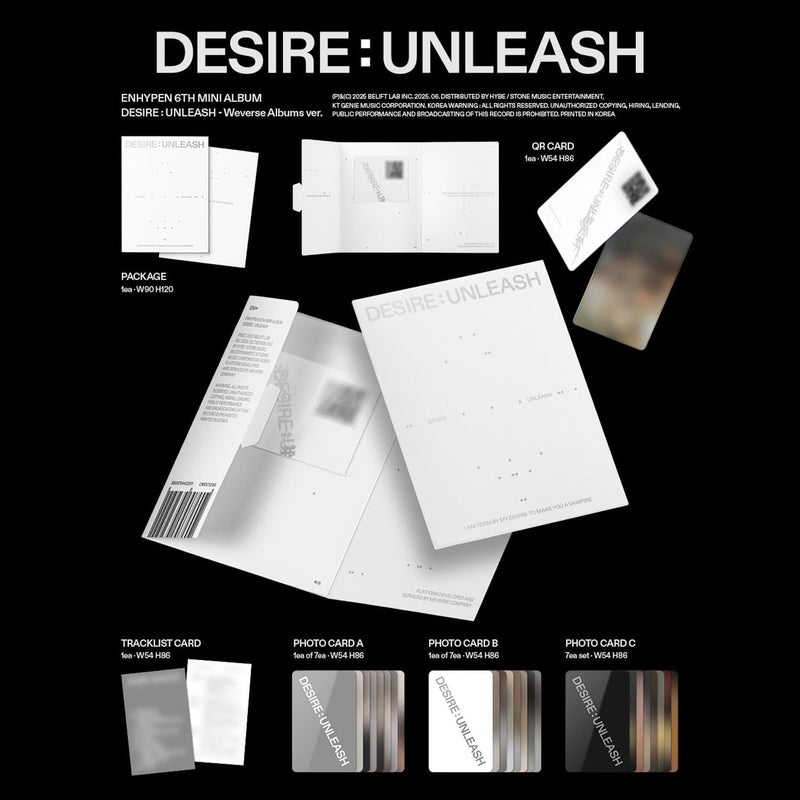 [DESIRE : UNLEASH] (Weverse Albums Ver.) Package + QR Card + Tracklist Card + 2 Pin Badges + 4 Extra Photocards - Image 2