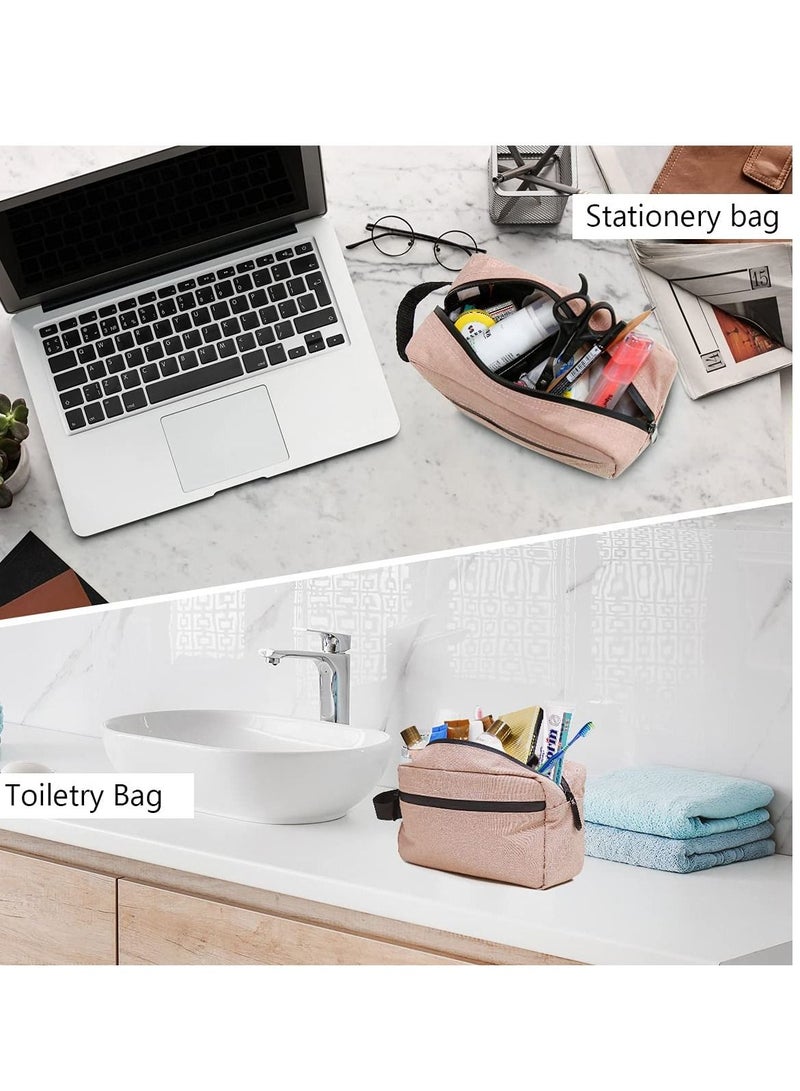 KASTWAVE Travel Toiletry Bag, Water-resistant Shaving Bag for Toiletries Accessories, Foldable Storage Bags with Divider and Handle for Cosmetics Toiletries Brushes Tools for Women and Men(Pink) - Image 4