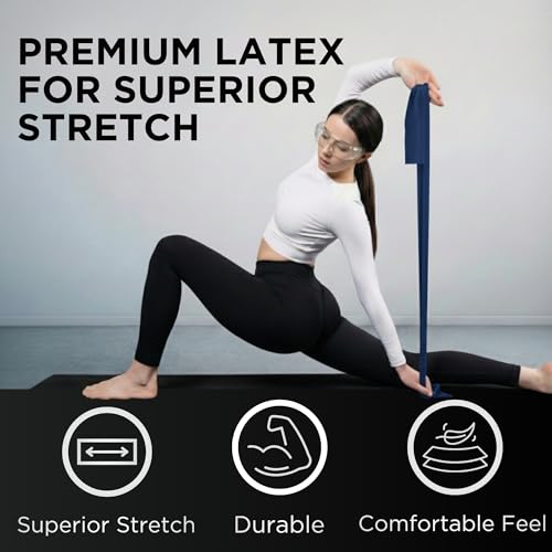 TheraBand ثيرا باند بروفيشنال أحزمة مقاومة من اللاتكس للجزء العلوي والسفلي والجذع، للتمارين الرياضية، العلاج الطبيعي، بيلاتس السفلي، التمارين المنزلية، وإعادة التأهيل، أزرق وأسود، مجموعة متقدمة - Image 5