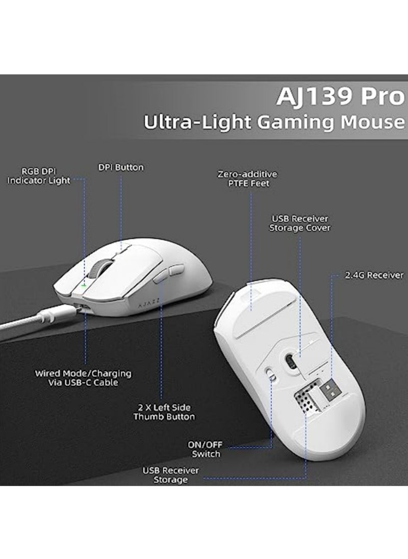 Ajazz Wireless Gaming Mouse, Wired/2.4G Dual Mode, up to 26000DPI, Ultra-Lightweight 59G, 6 Programmable Buttons, Long Battery Life  - Image 3
