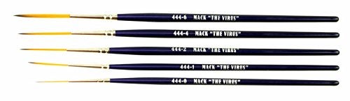 Mack Brush Set of 5 Size 0-6 Series 444 The Virus Scrolling Script Pinstriping Brush with Specially Blended Golden Taklon - Image 2