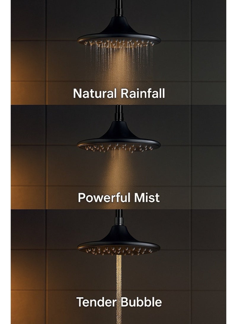 هزنت رأس دش ذكي HESANIT ERS 40055 بإضاءة LED مقاس 240×240 مم، دش علوي ABS بثلاث وظائف مع عرض درجة الحرارة وتحكم بالإيماءات اسود مطفى - Image 5