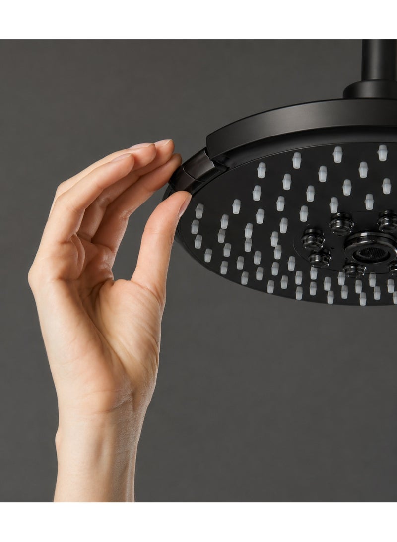 هزنت رأس دش ذكي HESANIT ERS 40055 بإضاءة LED مقاس 240×240 مم، دش علوي ABS بثلاث وظائف مع عرض درجة الحرارة وتحكم بالإيماءات اسود مطفى - Image 3