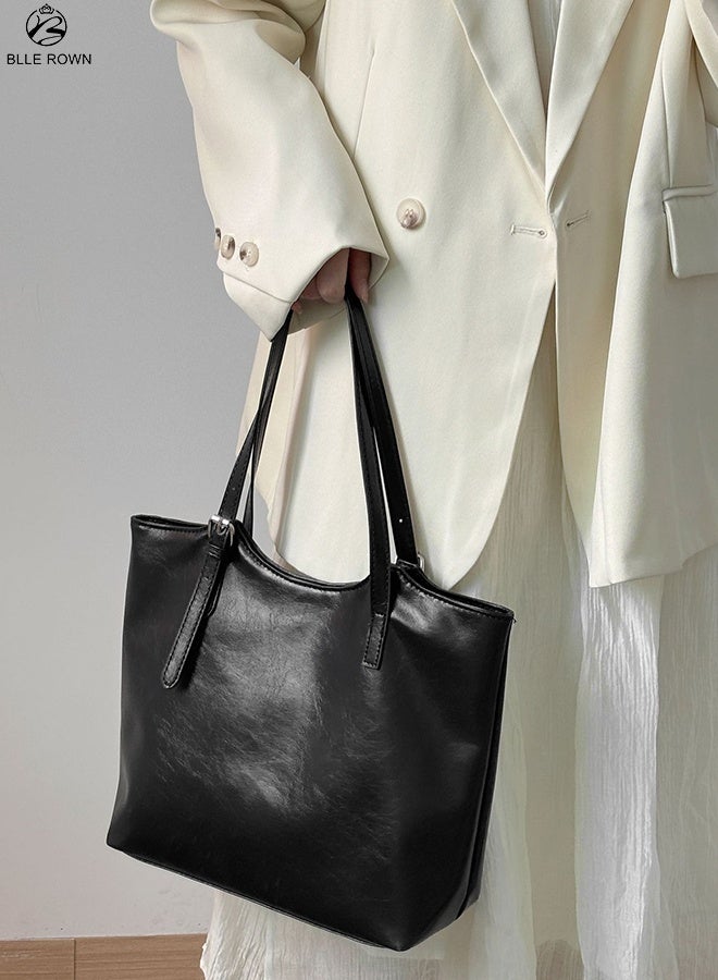 بليه روان شنطة توت نسائية كبيرة خفيفة شنطة كتف للعمل والتنقل اليومي والسفر مع جيب بسحاب وجيب داخلي - Image 1