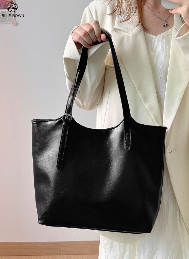 بليه روان شنطة توت نسائية كبيرة خفيفة شنطة كتف للعمل والتنقل اليومي والسفر مع جيب بسحاب وجيب داخلي - Image 2