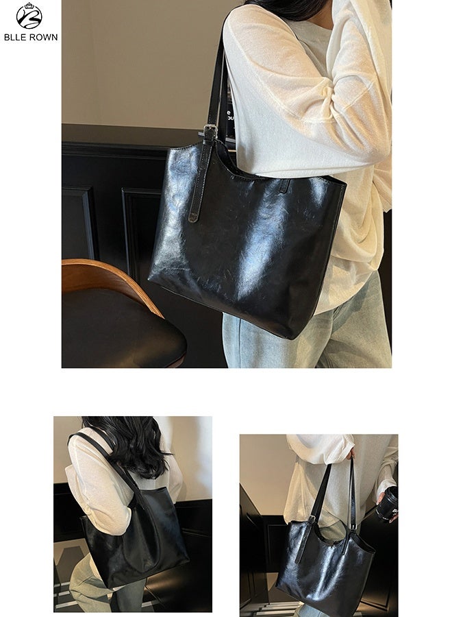بليه روان شنطة توت نسائية كبيرة خفيفة شنطة كتف للعمل والتنقل اليومي والسفر مع جيب بسحاب وجيب داخلي - Image 4