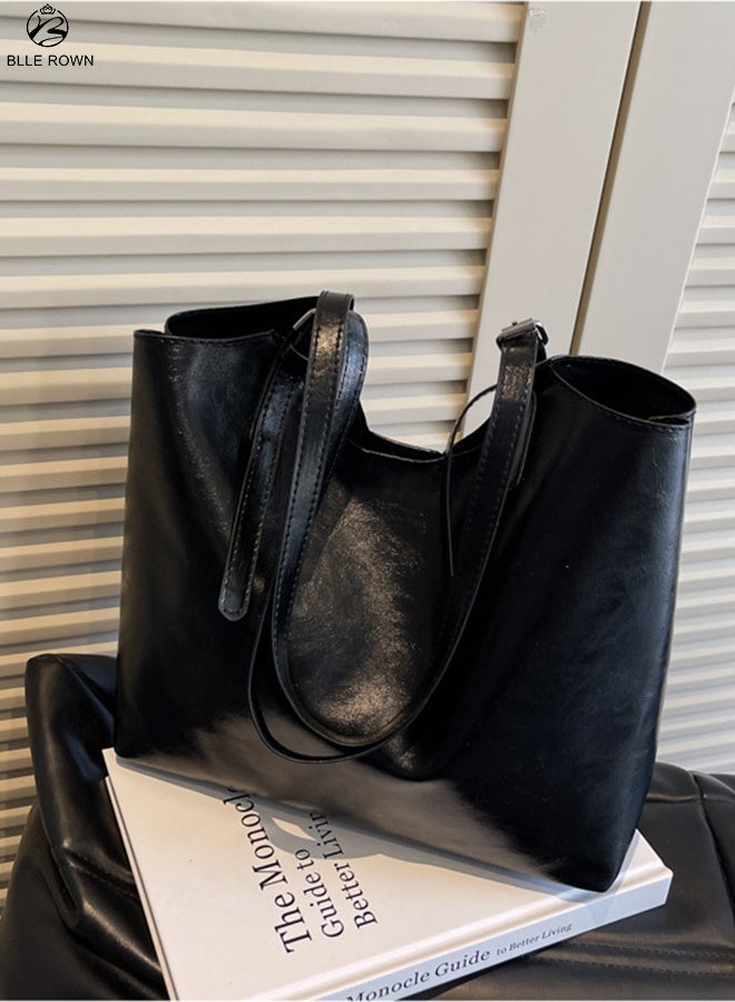 بليه روان شنطة توت نسائية كبيرة خفيفة شنطة كتف للعمل والتنقل اليومي والسفر مع جيب بسحاب وجيب داخلي - Image 5