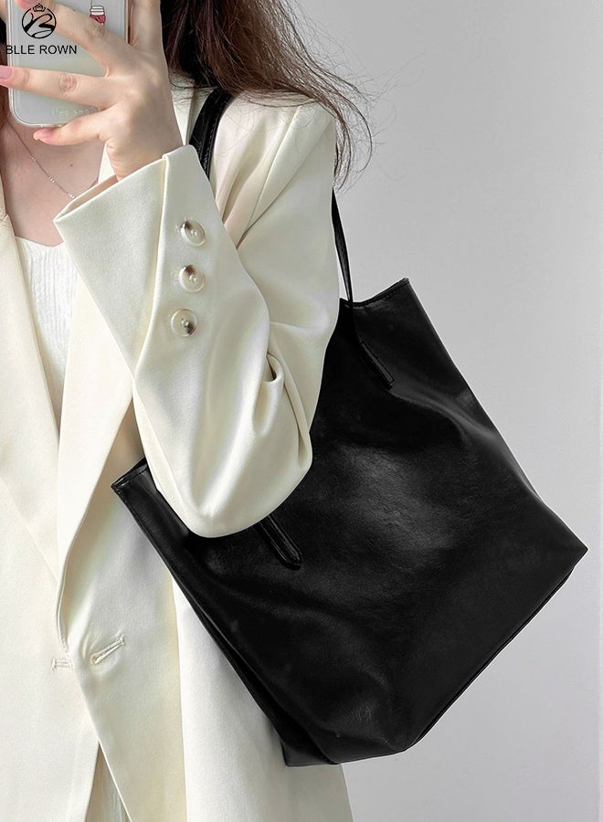 بليه روان شنطة توت نسائية كبيرة خفيفة شنطة كتف للعمل والتنقل اليومي والسفر مع جيب بسحاب وجيب داخلي - Image 3