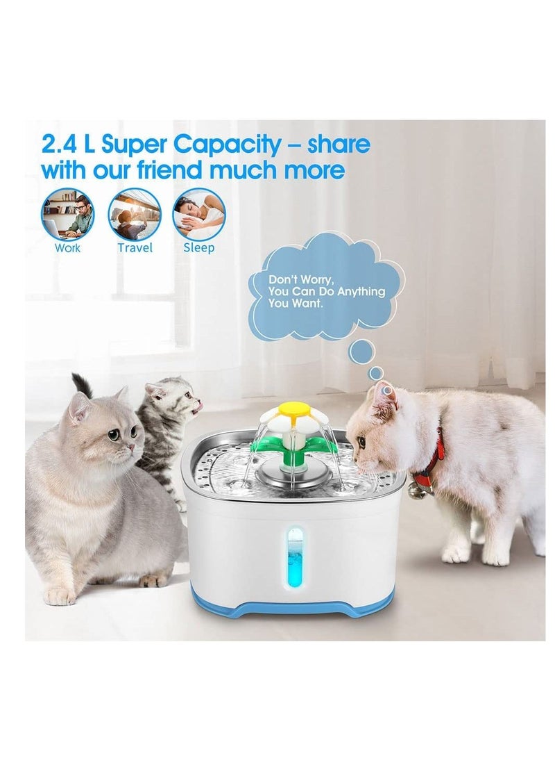 Cool Baby COOLBABY 2.5L Pet Water Fountain with Water Filter Water Spray + LED Bright Blue Light Automatic Pet Fountain Water Bowl for Cats and Small Dogs - Image 2