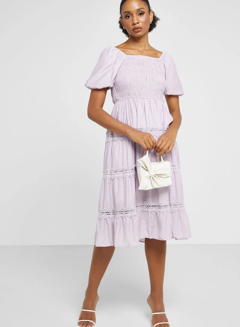 ELLA Tiered Lace Midi Dress