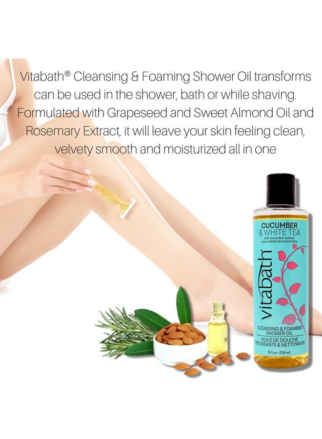 Vitabath Cucumber & White Tea Cleansing & Foaming Shower Oil Refreshing Nourishing Body Wash & Hydrate Daily Essential Dry Skin Quench For Women & Men 8 Fl Oz - Image 4