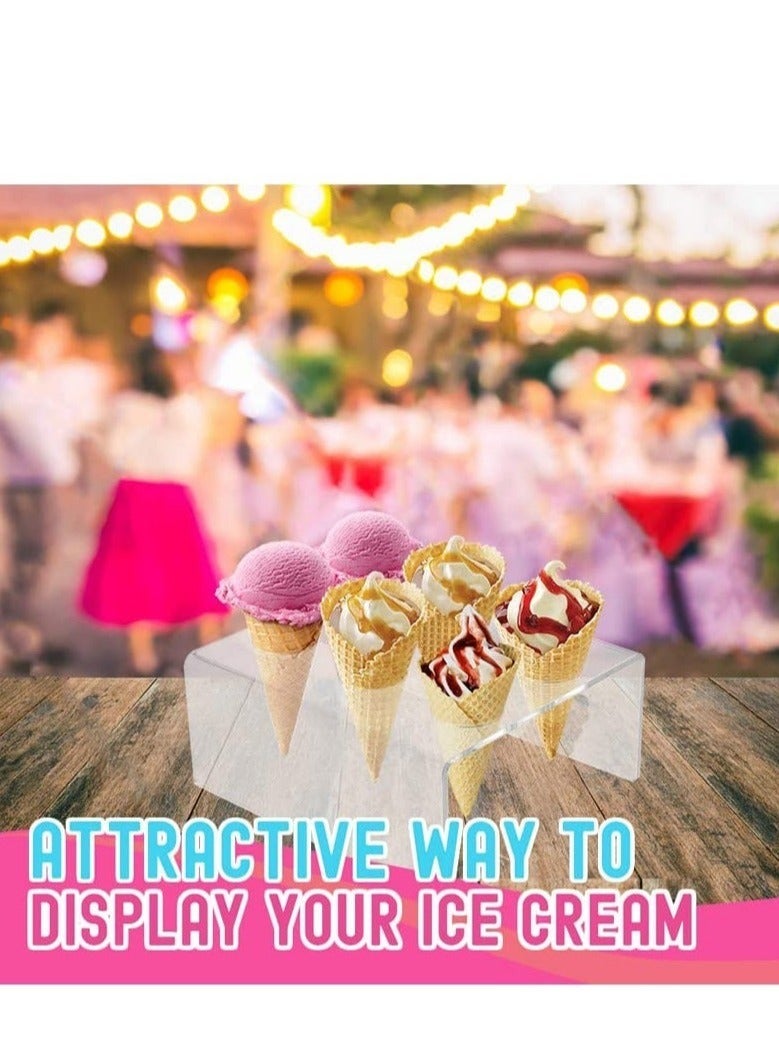 Captaintech 6 Holes Ice Cream Cone Holder Stand,Clear Acrylic Cupcake Stand,Acrylic Cone Holder for Wedding, Baby Shower, Birthday Party, Anniversary - Image 2