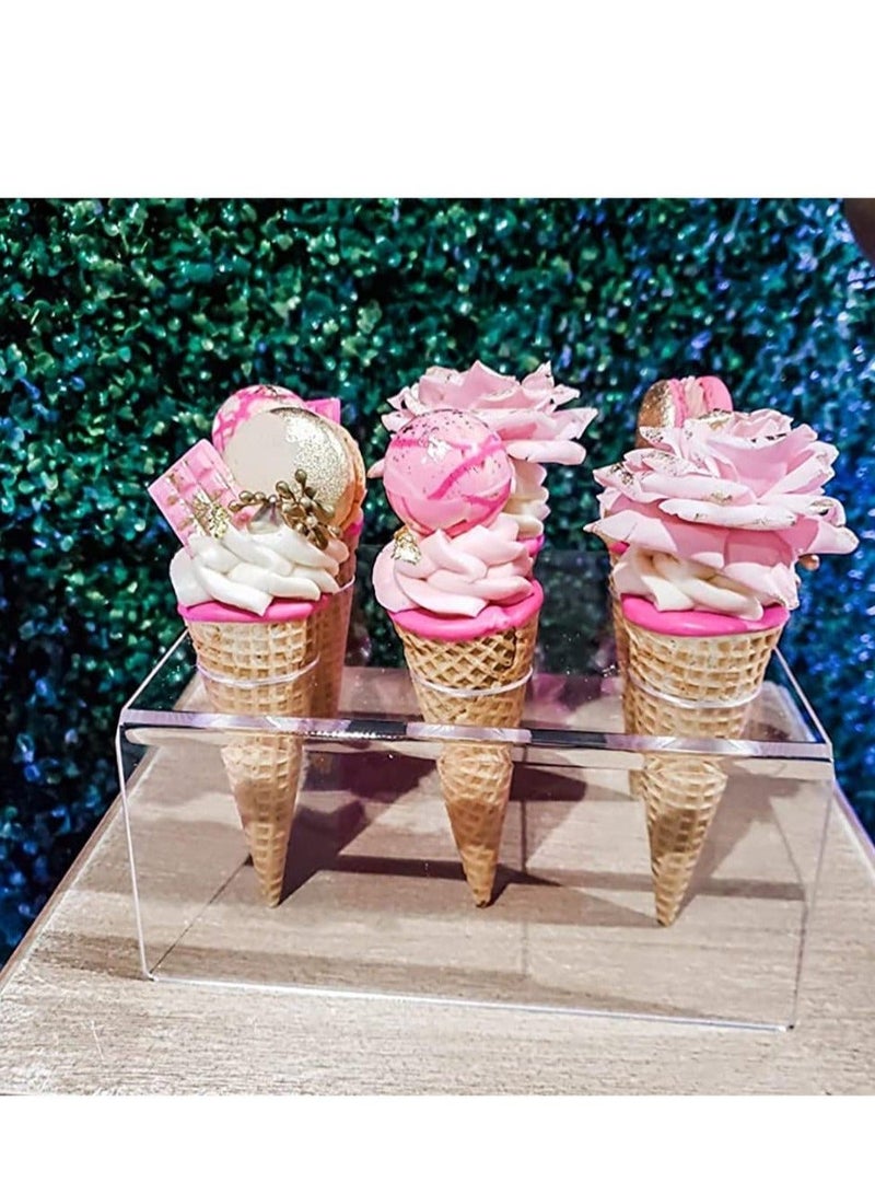 Captaintech 6 Holes Ice Cream Cone Holder Stand,Clear Acrylic Cupcake Stand,Acrylic Cone Holder for Wedding, Baby Shower, Birthday Party, Anniversary - Image 3