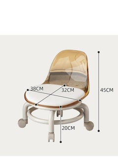 Golden Low Rolling Stool-Small Acrylic Stool with Wheels,Mini Roller Seat with Back Support,Short Rolling Stool Chair for Work,Home Cleaning,Garage,Office and Laundry (‎Transparent)  - Image 2