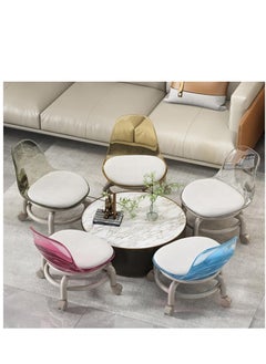 Golden Low Rolling Stool-Small Acrylic Stool with Wheels,Mini Roller Seat with Back Support,Short Rolling Stool Chair for Work,Home Cleaning,Garage,Office and Laundry (‎Transparent)  - Image 5