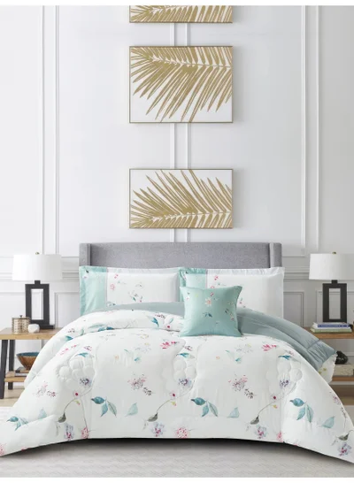 Donetella Bedding Comforter Set, King Size 250x230cm - 4-Pcs Digital Print Quilted Bed Set, Microfiber Fabric - 1 Comforter, 2 Pillow Shams,1 Cushion Cover.