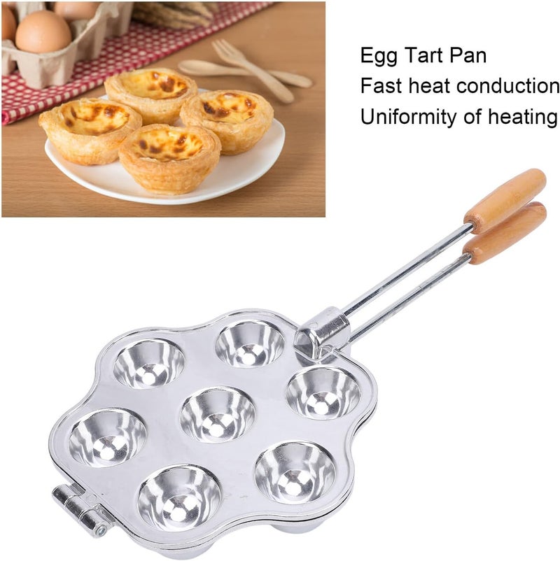 TengXiCLP 7 Holes Egg Tart Pan, Aluminum Alloy Baking Tray with Handle for Egg Tarts Small Pies Pudding Cupcakes, Even Heat Distribution Bakeware for Home Baking - Image 2
