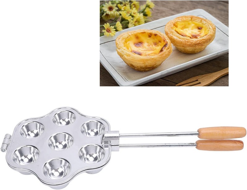 TengXiCLP 7 Holes Egg Tart Pan, Aluminum Alloy Baking Tray with Handle for Egg Tarts Small Pies Pudding Cupcakes, Even Heat Distribution Bakeware for Home Baking - Image 4