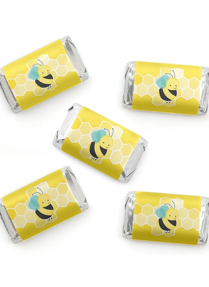 Generic Honey Bee - Mini Candy Bar Wrapper Stickers - Baby Shower or Birthday Party Small Favors - 40 Count  - Image 1
