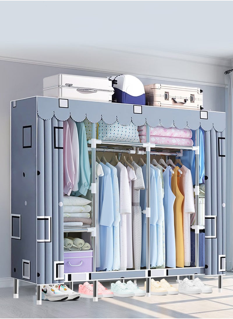HomarKet - Portable Closet, 79.1 Inch/201cm Wardrobe Closet for Hanging Clothes with 4 Hanging Rods, 25mm Steel Tube Clothes Storage Organizer for Extra Sturdy, Quick and Easy to Assembly, Gray Cover - Image 1
