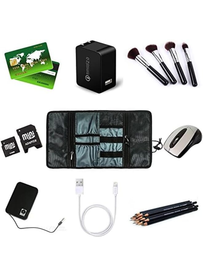Procases Electronics Accessories Organizer Bag Universal Electronic Travel Gadgets Carrying Case Pouch For Charger Usb Cables Sd Memory Cards Earphone Flash Hard Drive Black - Image 3