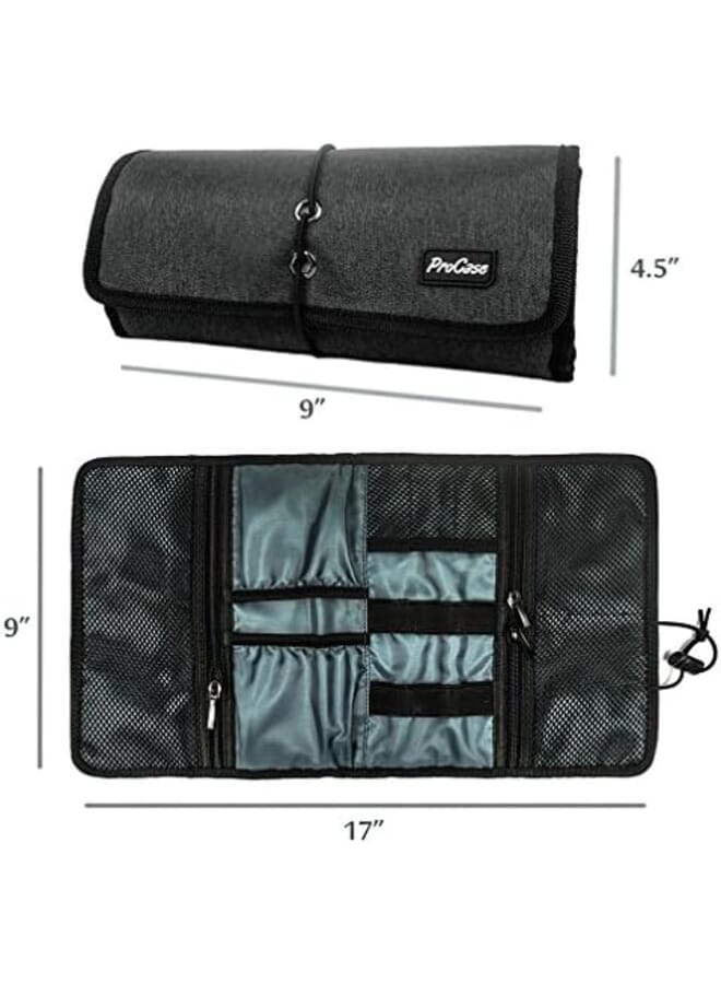 Procases Electronics Accessories Organizer Bag Universal Electronic Travel Gadgets Carrying Case Pouch For Charger Usb Cables Sd Memory Cards Earphone Flash Hard Drive Black - Image 2