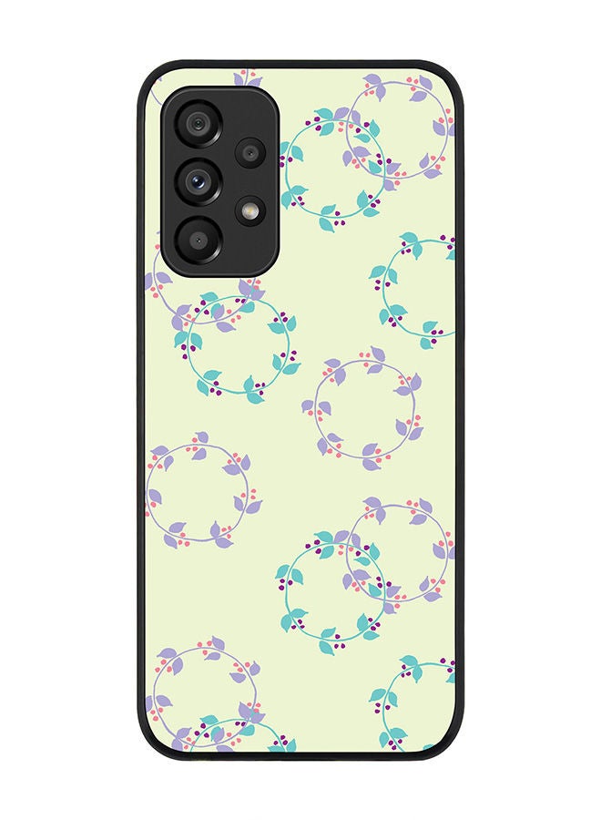 Stylizedd Rugged Black edge case for Samsung Galaxy A33 5G Slim fit Soft Case Flexible Rubber Edges Anti Drop TPU Gel Thin Cover - Floral Wreath - Image 1