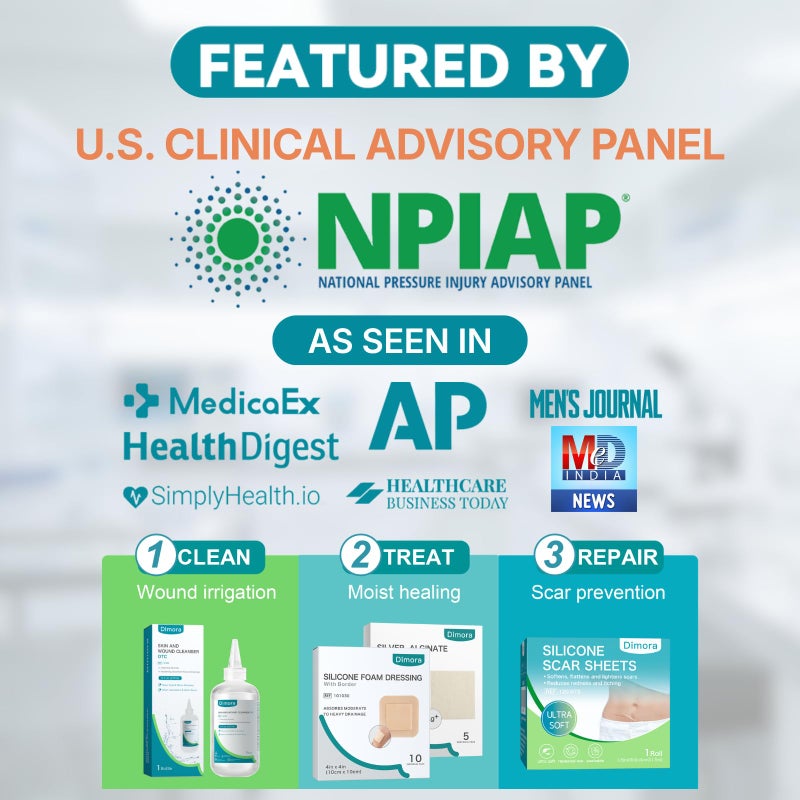 Dimora Silicone Foam Dressing Without Border 4"x 4" Highly Absorbent Adhesive Wound Bandage Cuttable Pads First Aid Bandage for Wound Care 5 Pack - Image 2