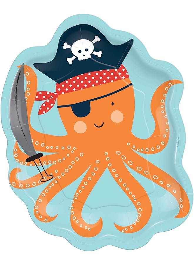 Amscan Ahoy Birthday Octopus Shaped Plates