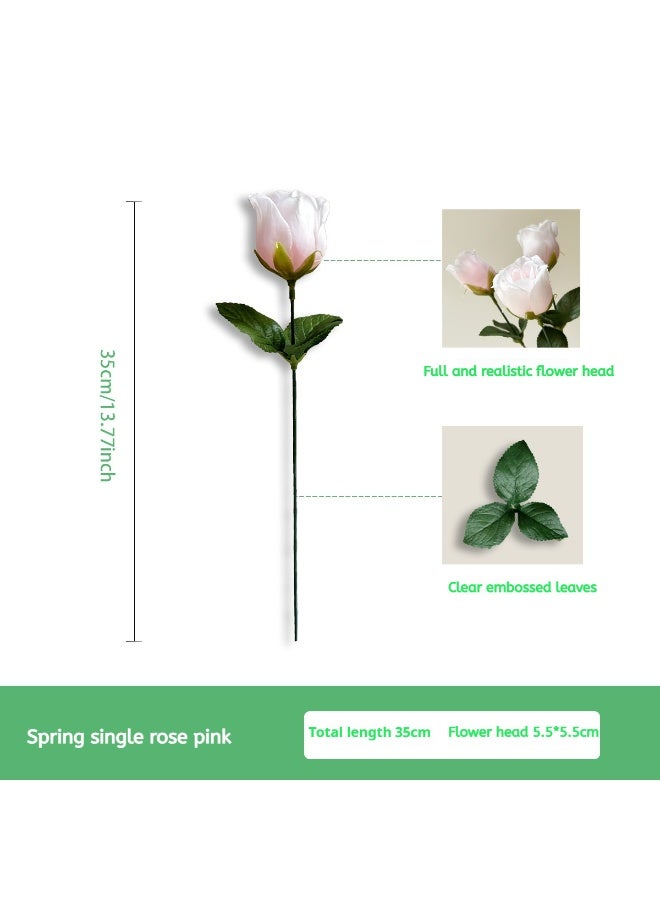 10 Pieces Artificial Roses Flower, Pink Silk Roses with Long Stem, Bouquet Fake Bridal for Wedding Party Home Table Centerpiece(Pink/Green) - Image 4