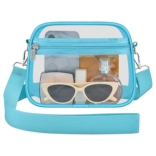 Busiuw Clear Bag for Stadium Events Stadium Approved Small Mini Clear Purse with Wide Adjustable Strap Womens TopHandle Handbags for Sports Concerts FestivalsAqua - Image 1