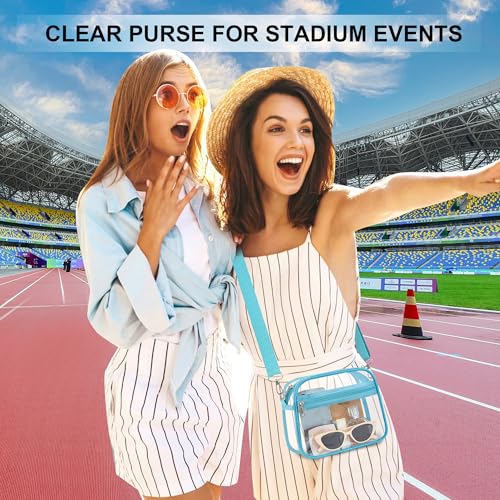 Busiuw Clear Bag for Stadium Events Stadium Approved Small Mini Clear Purse with Wide Adjustable Strap Womens TopHandle Handbags for Sports Concerts FestivalsAqua - Image 3