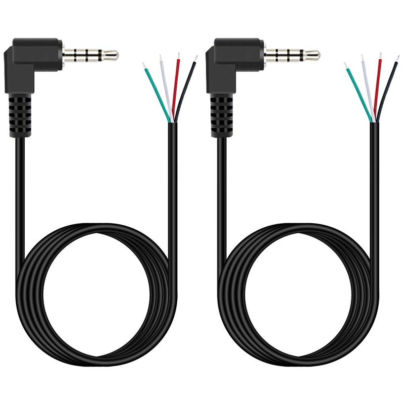 Fancasee (2 Pack 6 ft Replacement 3.5mm 90 Degree Male Plug to Bare Wire Open End TRRS 4 Pole Stereo 1/8" 3.5mm Plug Jack Connector Audio Cable for Headphone Headset Earphone Microphone Cable Repair - Image 1