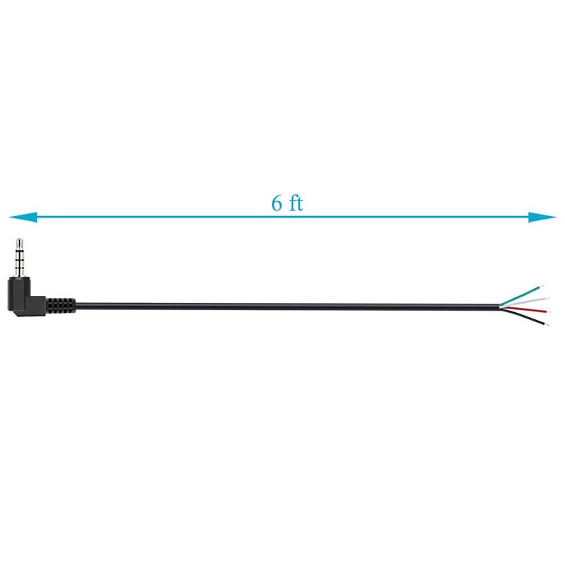 Fancasee (2 Pack 6 ft Replacement 3.5mm 90 Degree Male Plug to Bare Wire Open End TRRS 4 Pole Stereo 1/8" 3.5mm Plug Jack Connector Audio Cable for Headphone Headset Earphone Microphone Cable Repair - Image 4
