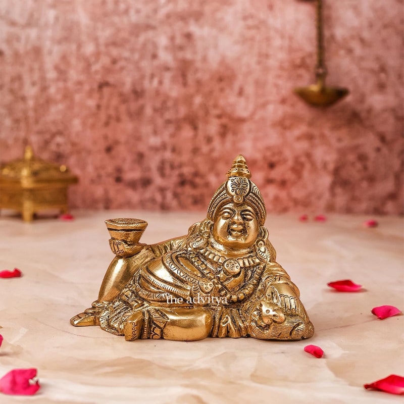 The Advitya Brass Kuber Statue for Vastu|Brass Kuber Idol|Kuber Murti|Kubera Statue for Wealth Prosperity, Pooja, Temple, Home, Office, Business, Good Luck Gift (Model 2), Religious - Image 5